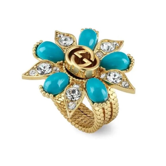 Gucci Interlocking G Stacked Flower Ring - Gold (NWOT) - Picture 1 of 9